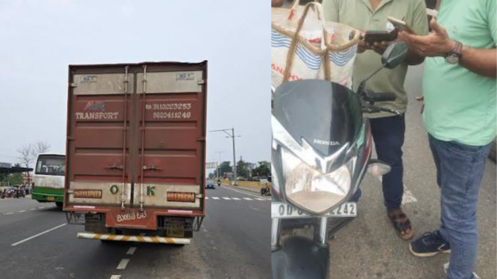 କଣ୍ଟେନର ଧକ୍କାରେ ମହିଳା ମୃତ 