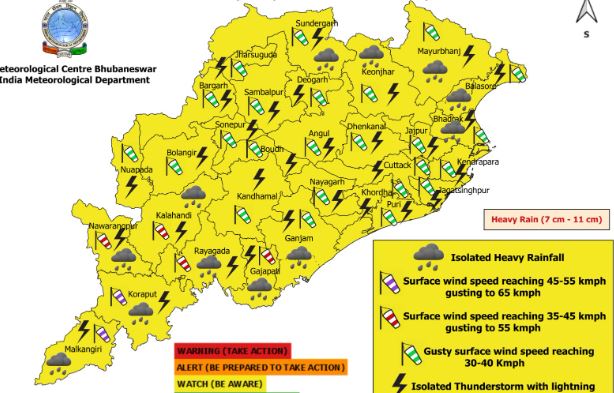 ଆଗାମୀ ୭ ଦିନ ରାଜ୍ୟରେ ବର୍ଷା ସମ୍ଭାବନା