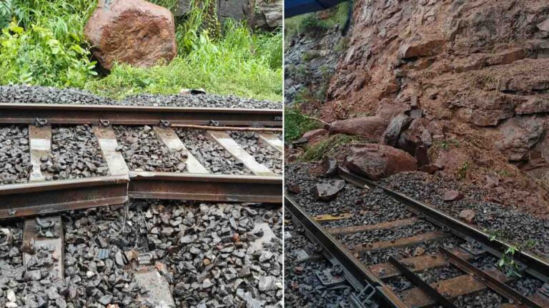 ମାଟି ଅତଡ଼ା ପଥର ଖସି ଭାଙ୍ଗିଲା ରେଳ ଧାରଣା